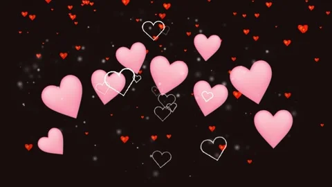 Pink and red hearts floating on black background Stock Footage 338235028