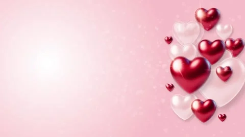 Pink and Red Hearts Loop Animation Background with Glowing Highlights 動画素材 300552021