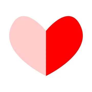 Pink and red two halves of heart joined together Stock Illustration