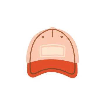 Pink and red two tone baseball cap vector illustration. Classic summer casual Stock Illustration