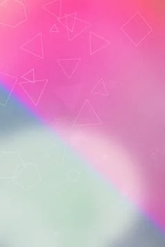 A pink and teal gradient background shows faint outlined geometric shapes w.. Stock Illustration