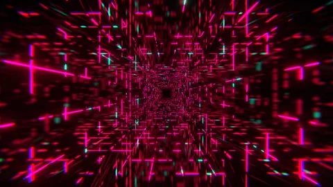 Pink and Turquoise Simple Square Cyber ​​Tunnel Background VJ Loop in 4K Stock Footage 306134984