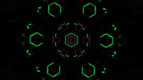 Pink and Turquoise Strobe Hexagoned Tunnel Background VJ Loop in 4K Stock Footage 316518054