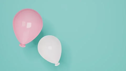 Pink and white balloons on blue background. 3d rendering Stock Footage 339933552
