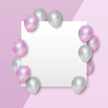 Pink and white balloons on empty wihite background, vector illustration Stock Illustration