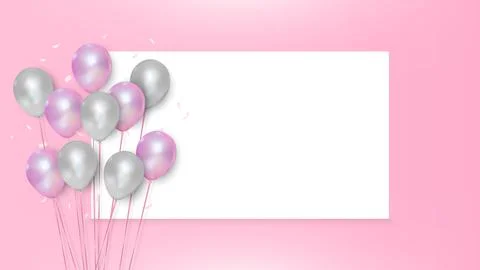 Pink and white balloons on empty wihite background, vector illustration Stock Illustration