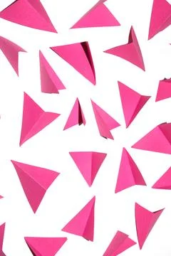 Pink and White Geometric Folded Paper Triangle Shapes for Background Craft Stock Photos
