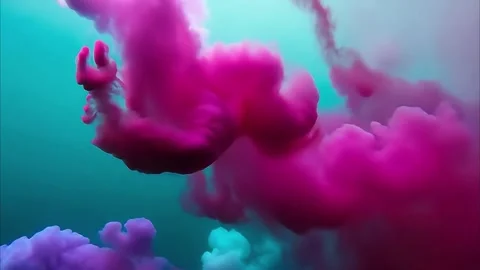 Pink and White Ink Clouds in Turquoise Water - Underwater Abstract Stock Footage 285836984
