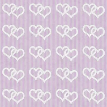 Pink and white interlocking hearts and stripes textured fabric background Stock Illustration