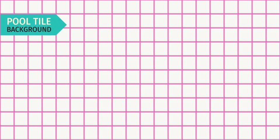 Pink and white pool tile pattern background. Seamless square ceramic mosaic.. Illustrazione stock
