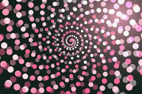 Pink and white spiral pattern with glowing dots Stock Illustration