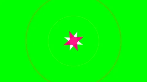 Pink and white star shape centered inside concentric circles on green screen Stock Footage 340900469