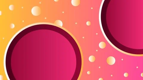 A pink and yellow background with two large circles on it Stock Illustration