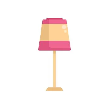 Pink and yellow bedside table lamp standing on floor 스톡 일러스트