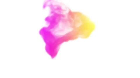 Pink and yellow colored ink drop into water on blue isolated background Stock Footage 217501918