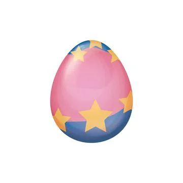 Pink and Yellow Easter Egg Vector with Abstract Wavy Pattern on a Smooth Surface Stock Illustration