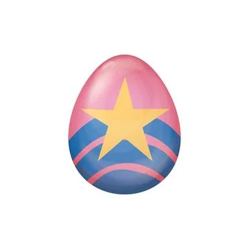 Pink and Yellow Easter Egg Vector with Abstract Wavy Pattern on a Smooth Surface Stock Illustration