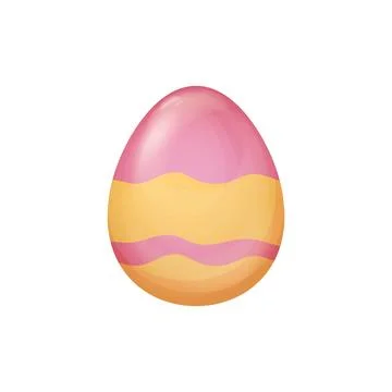 Pink and Yellow Easter Egg Vector with Abstract Wavy Pattern on a Smooth Surface Stock Illustration