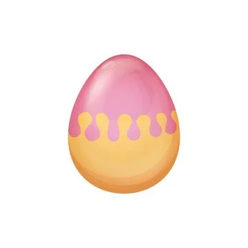 Pink and Yellow Easter Egg Vector with Abstract Wavy Pattern on a Smooth Surface Stock Illustration