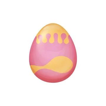 Pink and Yellow Easter Egg Vector with Abstract Wavy Pattern on a Smooth Surface Stock Illustration
