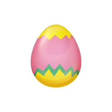 Pink and Yellow Easter Egg Vector with Abstract Wavy Pattern on a Smooth Surface Stock Illustration