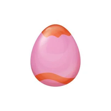 Pink and Yellow Easter Egg Vector with Abstract Wavy Pattern on a Smooth Surface Stock Illustration