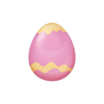 Pink and Yellow Easter Egg Vector with Abstract Wavy Pattern on a Smooth Surface Stock Illustration