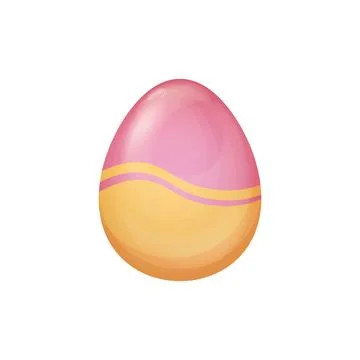Pink and Yellow Easter Egg Vector with Abstract Wavy Pattern on a Smooth Surface Stock Illustration