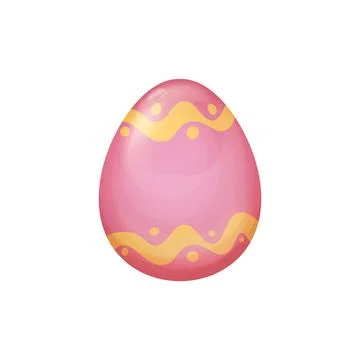 Pink and Yellow Easter Egg Vector with Abstract Wavy Pattern on a Smooth Surface Stock Illustration