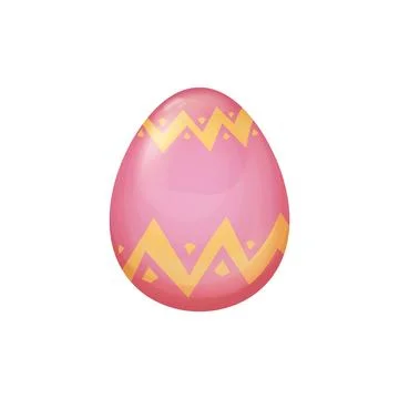 Pink and Yellow Easter Egg Vector with Abstract Wavy Pattern on a Smooth Surface Stock Illustration