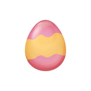Pink and Yellow Easter Egg Vector with Abstract Wavy Pattern on a Smooth Surface Stock Illustration