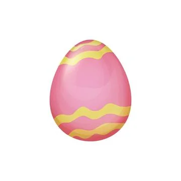 Pink and Yellow Easter Egg Vector with Abstract Wavy Pattern on a Smooth Surface Stock Illustration