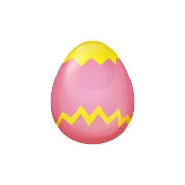 Pink and Yellow Easter Egg Vector with Abstract Wavy Pattern on a Smooth Surface Stock Illustration