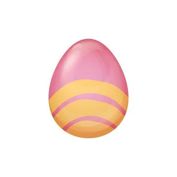 Pink and Yellow Easter Egg Vector with Abstract Wavy Pattern on a Smooth Surface 库存插图
