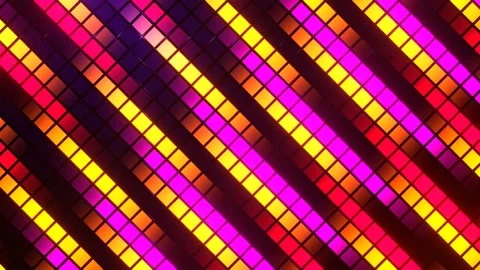 Pink and Yellow Glowing Pixels Movement Background VJ Loop in 4K Stock Footage 308534067