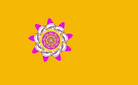 Pink and yellow mandala pattern on mustard background イラスト素材
