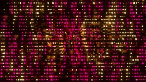 Pink and Yellow Neon Alien Code Background VJ Loop in 4K Stock Footage 344577903