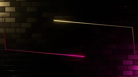 Pink and Yellow Neon Frame for Text on Brick Wall Background VJ Loop in 4K Stock Footage 343270790