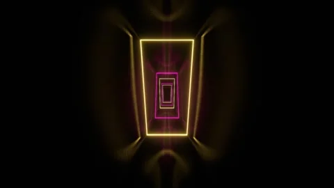 Pink and Yellow Neon Frames Corridor Background VJ Loop in 4K Video stock 316518062