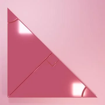Pink Angle bisector of a triangle icon isolated on pink background. Minimal.. Illustrazione stock