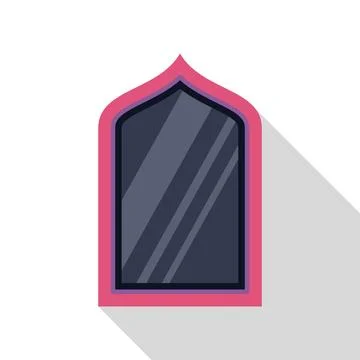 Pink arabic window frame casting a long shadow Stock Illustration