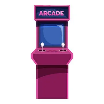 Pink arcade game machine standing with joysticks and buttons Stock Illustration