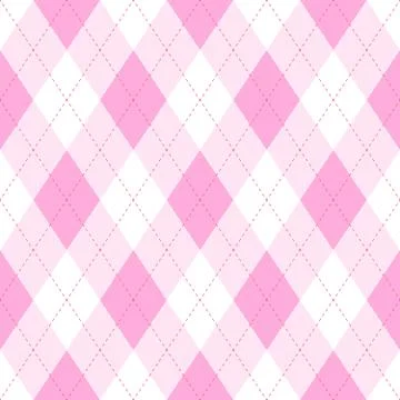 Pink argyle seamless pattern background.Diamond shapes with dashed lines. Simple Illustrazione stock