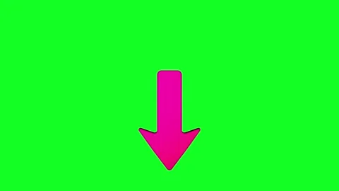 Pink arrow pointing down on green background Stock Footage 309920197