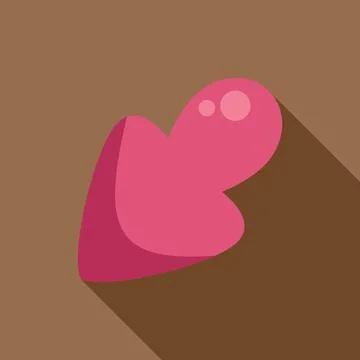 Pink arrow pointing down with long shadow on brown background Stock Illustration