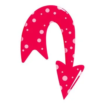 Pink arrow pointing down with white dots, u turn shaped Stock Illustration