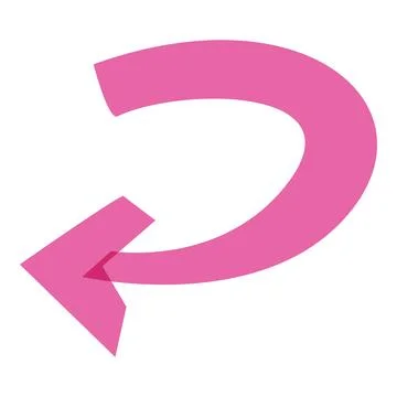 Pink arrow pointing to the left and making a half circle Illustrazione stock