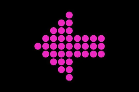 Pink arrow pointing left on black background Stock Illustration