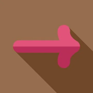 Pink arrow pointing right with long shadow on brown background Stock Illustration