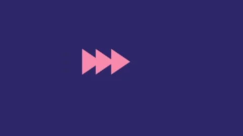 Pink arrow shapes progress animation in a clean purple background during a .. 스톡 동영상 346532827